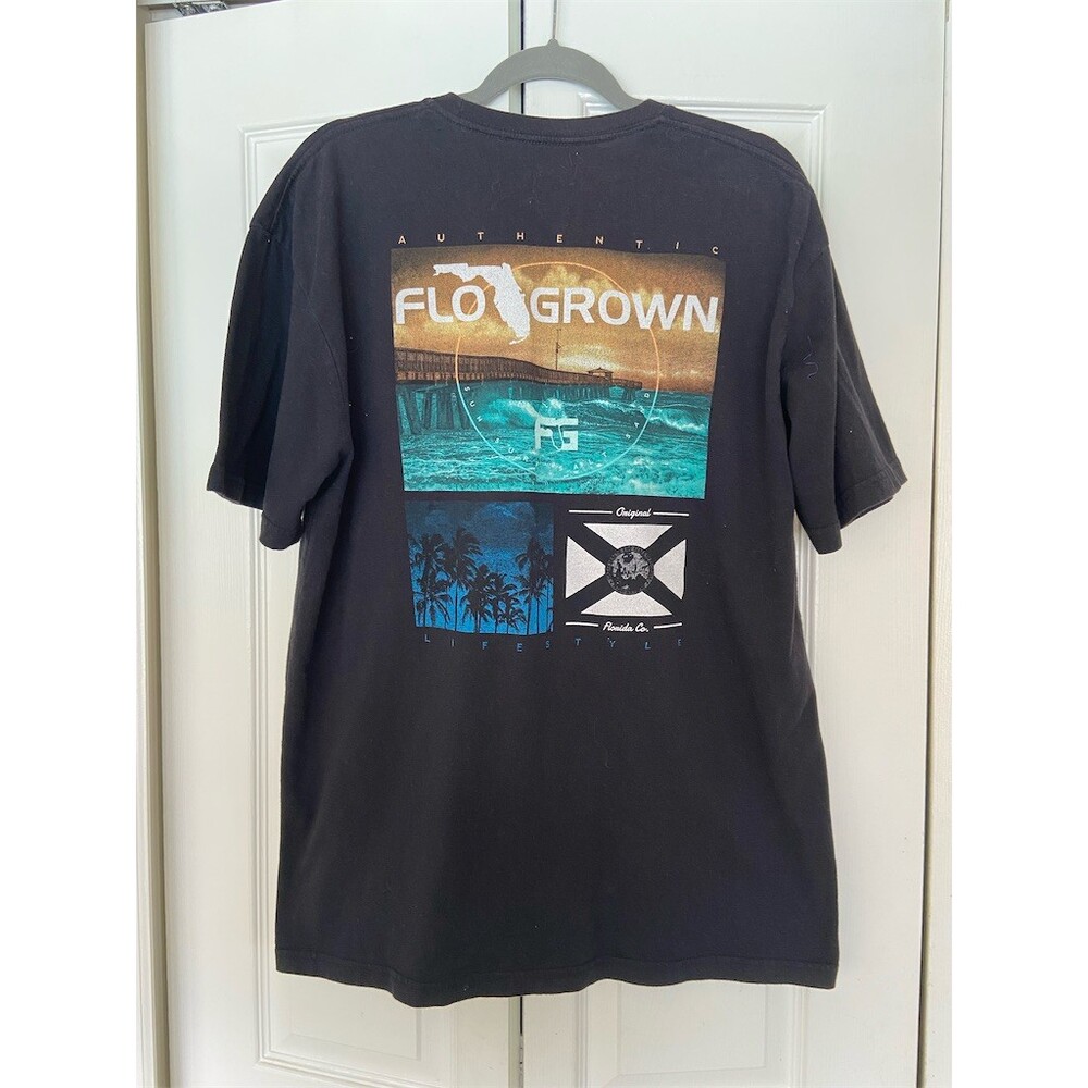FloGrown T-Shirt Mens XL Black Florida Lifestyle Graphic Logo Short